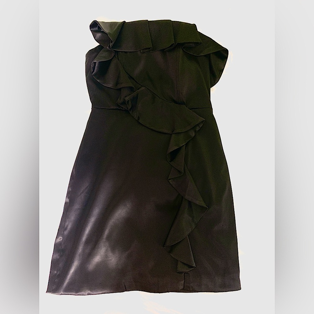 Black fax leather mini dress